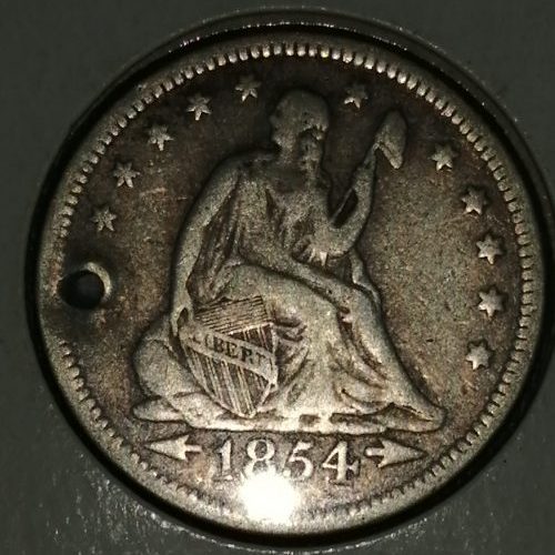 Moneda de Plata, 25 Centavos, 1854