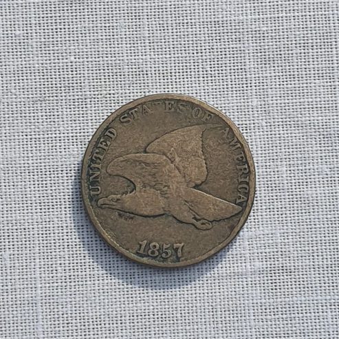 Moneda de los Estados Unidos de América, bronce, un centavo de Dólar, 1857 